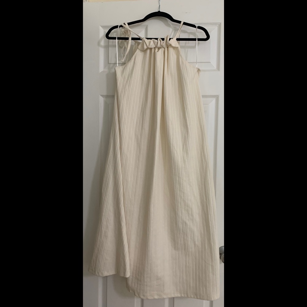 Free People Ivory Tie Neck Maxi Dress